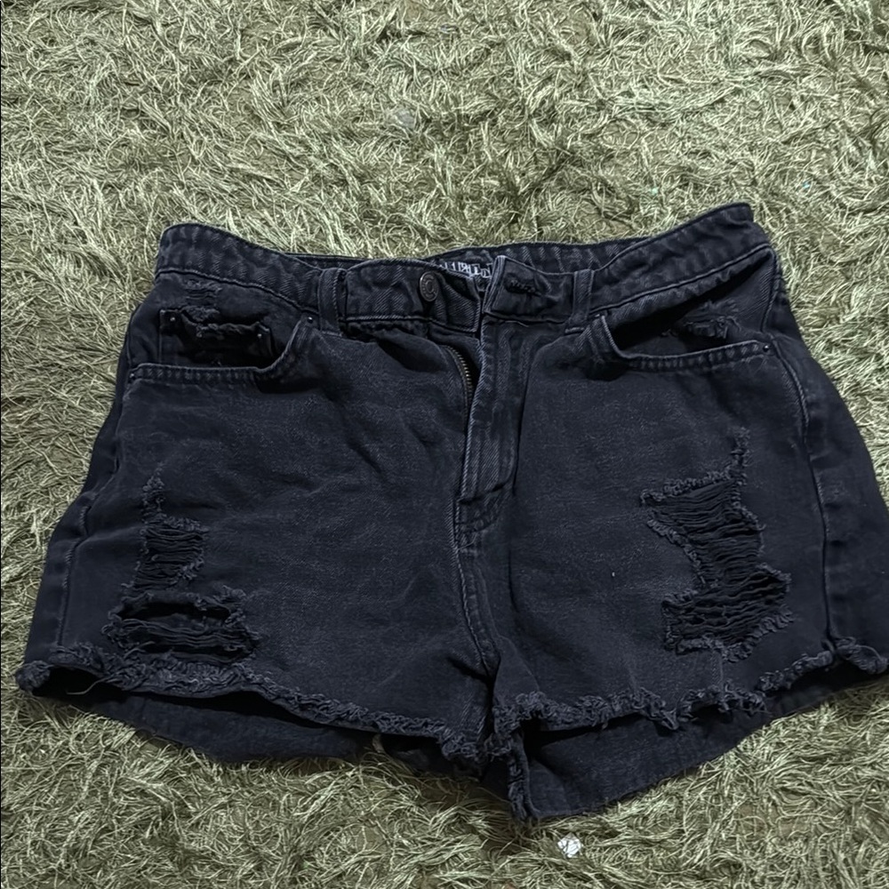 Wild Fable Black Jean Shorts with Distressing and High Waist